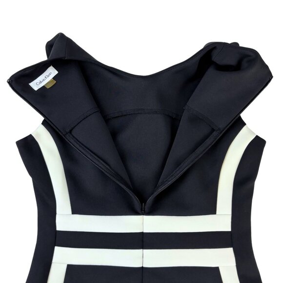 Calvin Klein Women's Black & White Color Block Scuba Sheath Dress Size 4 - Picture 5 of 12